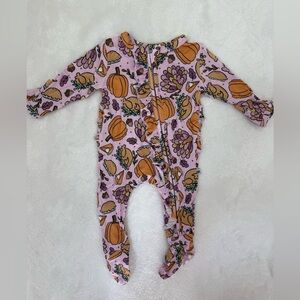 Bums & Roses Pink Pumpkin Footie Pajamas Newborn